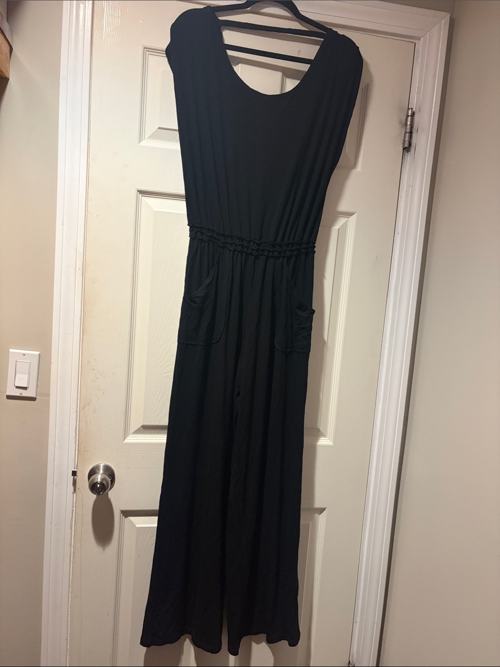 Max Studio Black Scoop-Neck Jumpsuit with Pockets